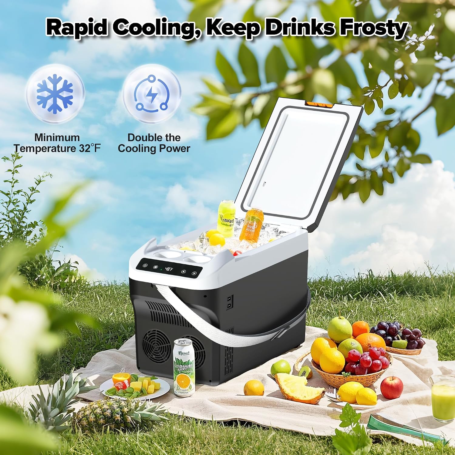 advwin 12 Volt Car Refrigerator 23Quart(22L) Electric Cooler/Warmer, Plug In Car Cooler with 110V AC Home Power Cord & 12V Car Adapter, Portable Refrigerator for Camping, Travel, RV(Black)