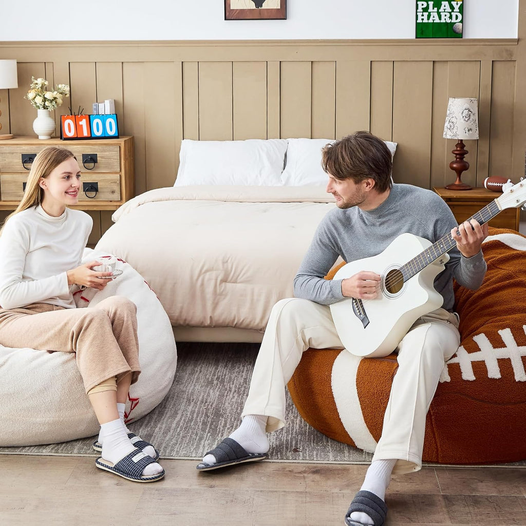 Sports Black Basketball Bean Bag Chair - Giant Bean Bag Chairs for Adults and Kids - Oversized Bean Bag Sofa Couch with Filler - Plush BeanBag Furniture for Living Room Bedroom Dorm Office - 44 Inch
