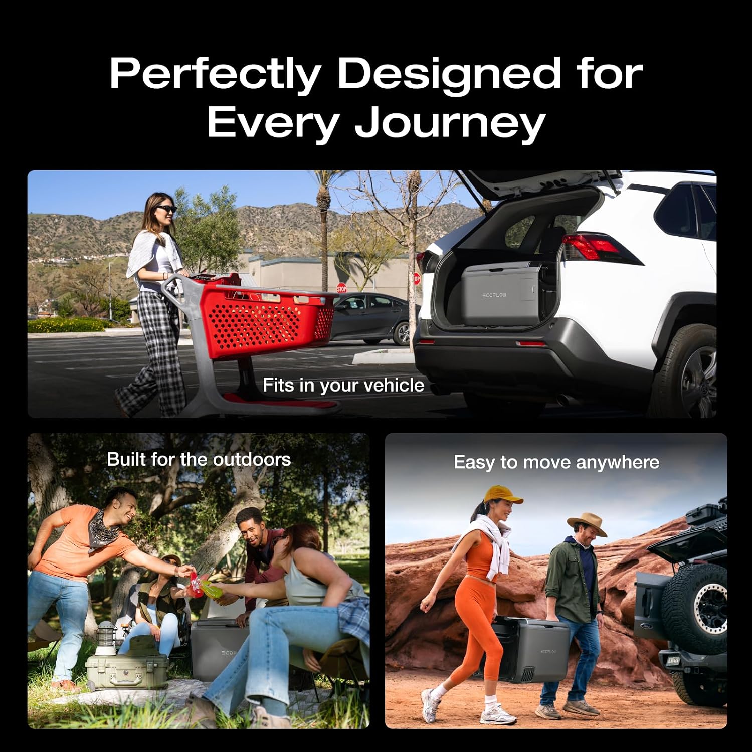 EF ECOFLOW GLACIER Classic 35L Portable Fridge Freezer with Battery, 43H Cooling Car Refrigerator, Battery Powered with App Control, 6 Charging Options, Fast&Quiet Electric Cooler for Camping, RV