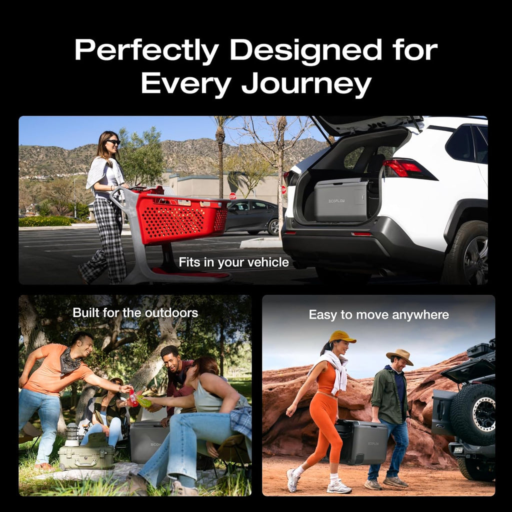 EF ECOFLOW GLACIER Classic 45L Portable Fridge Freezer with Battery, 39H Cooling Car Refrigerator, Battery Powered with App Control, 6 Charging Options, Fast&Quiet Electric Cooler for Camping, RV