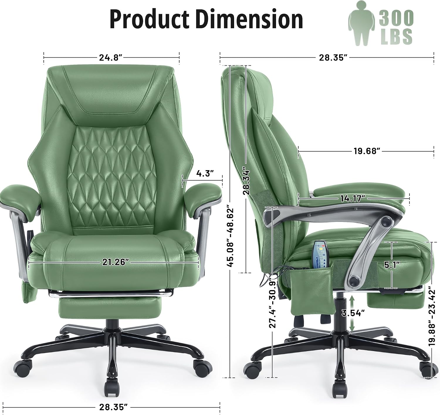 Massage Office Chair with Heat & Footrest, Ergonomic Reclining Executive Desk Chairs with 6-Point Vibration, PU Leather Computer Chair for Home Office or Gaming