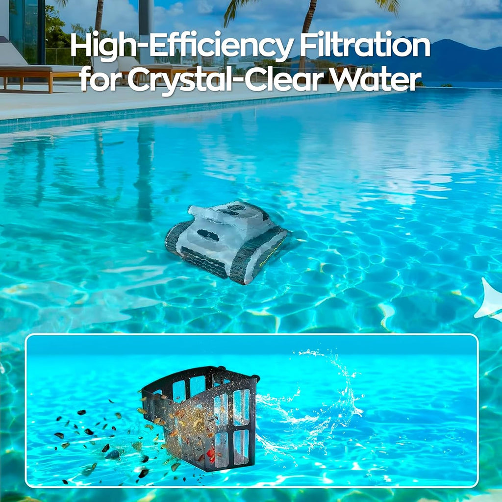 Pool Vacuum for Inground Pools & Above Ground Pool, Cordless Robotic Pool Cleaner with 180W Brushless Motor, 3-Hour Runtime, Wall-Climbing Pool Robot Scrubber for Pools up to 2150 Sq.Ft.