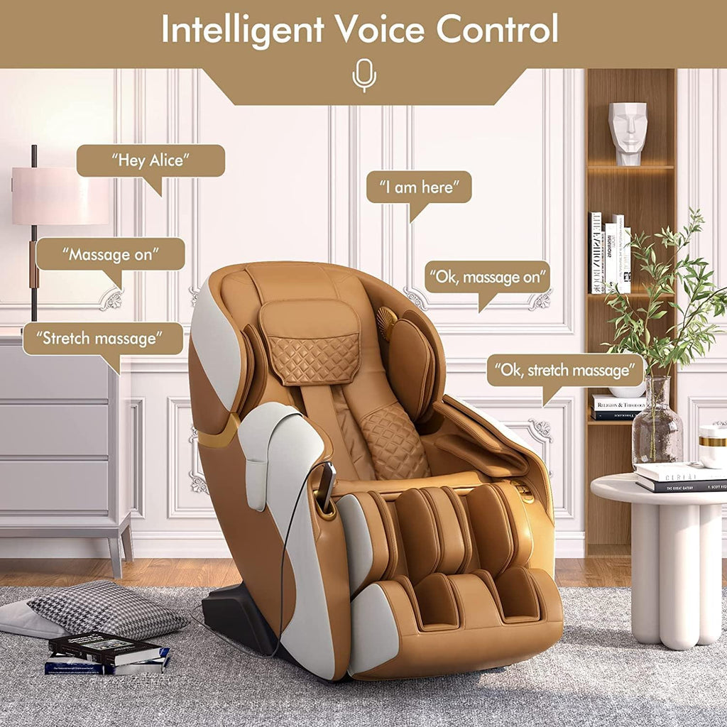 COSTWAY Massage Chair, Full Body Zero Gravity Massage Recliner with 12 Auto Modes, 53-Inch SL Track, 28 Airbags, Thai Stretch, Bluetooth Speaker, Foot Roller, Heat Therapy, Space-Saving, Coffee