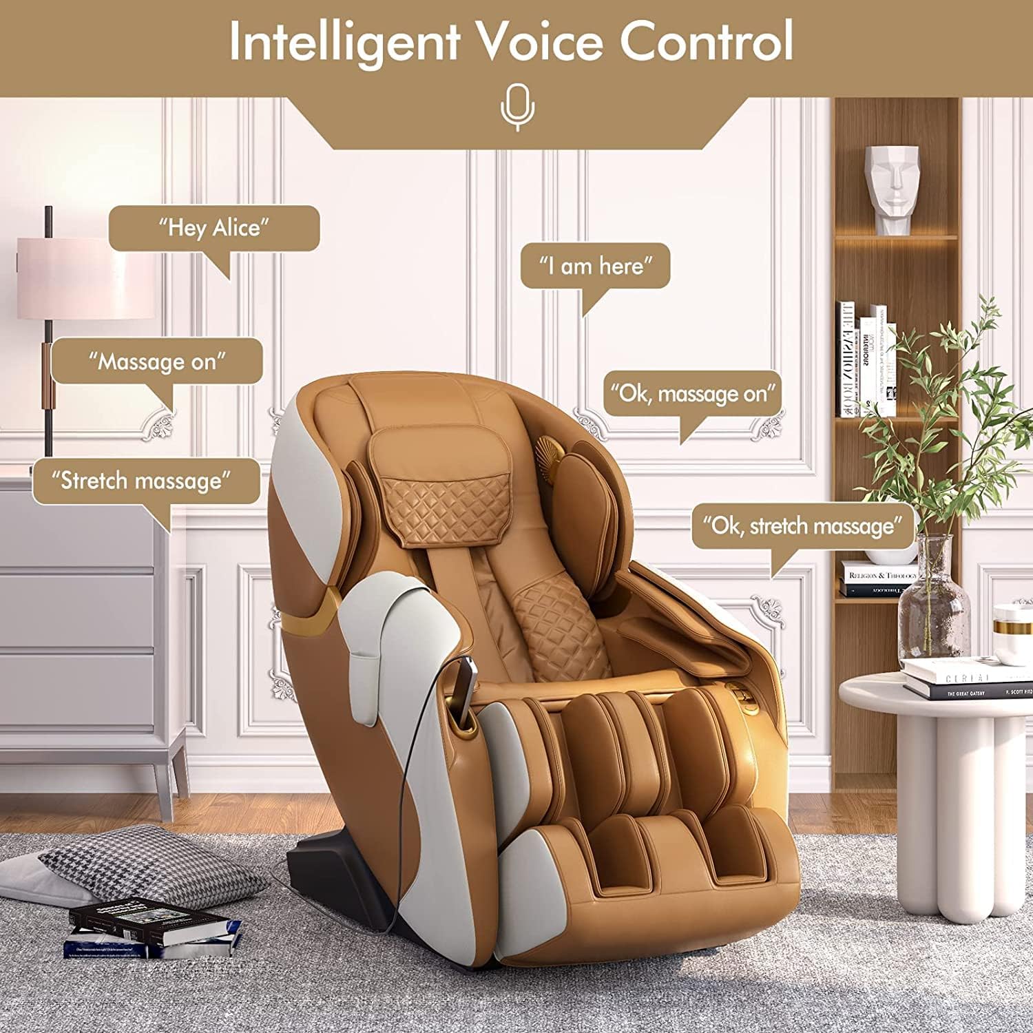 COSTWAY Massage Chair, Full Body Zero Gravity Massage Recliner with 12 Auto Modes, 53-Inch SL Track, 28 Airbags, Thai Stretch, Bluetooth Speaker, Foot Roller, Heat Therapy, Space-Saving, Coffee