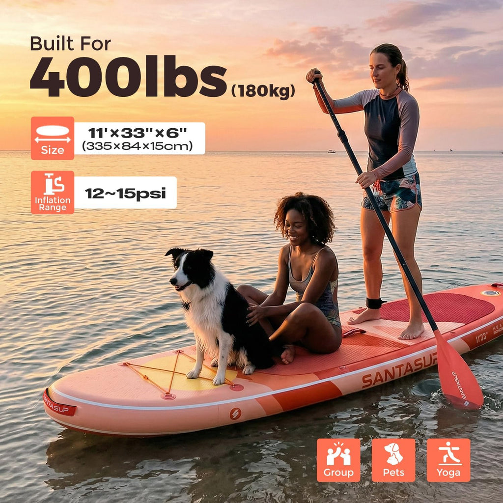 10'6'/11'Wide Inflatable Stand Up Paddle Board for Adults & Youth of All Skill Levels, with Premium SUP Paddleboard Accessories, Anti-Slip EVA Deck