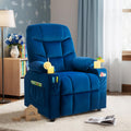 Donut Larger Kids Reclining Chair Velvet Fabric Recliner Sofa Push Back Lounge Children Toddler Boys Girls Ages 3-12 with Dual Cup Holders and 4 Pockets