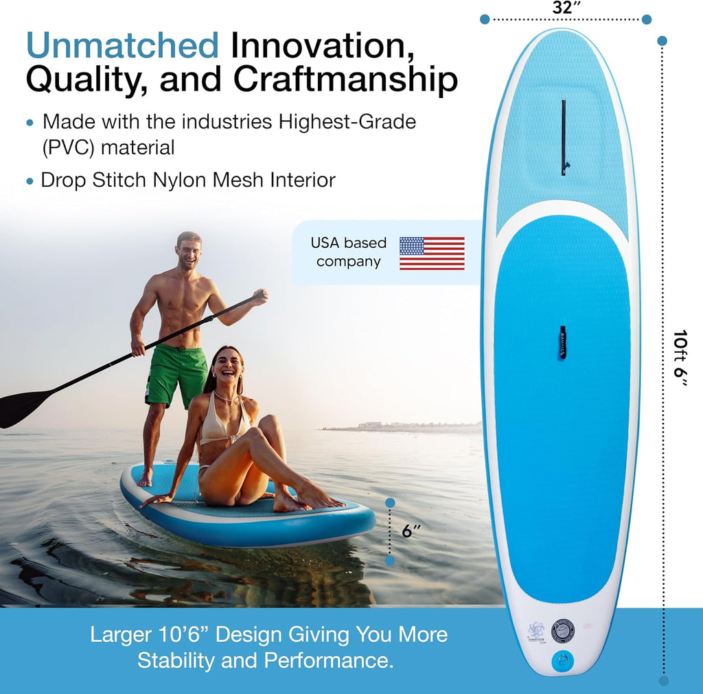 Ei Inflatable Stand Up Paddle Board with Built-in Cooler/Storage, 10'6' Premium Paddleboard with Accessories & Sup Carry Bag, Stand Up Paddle Boards for Youth & Adults