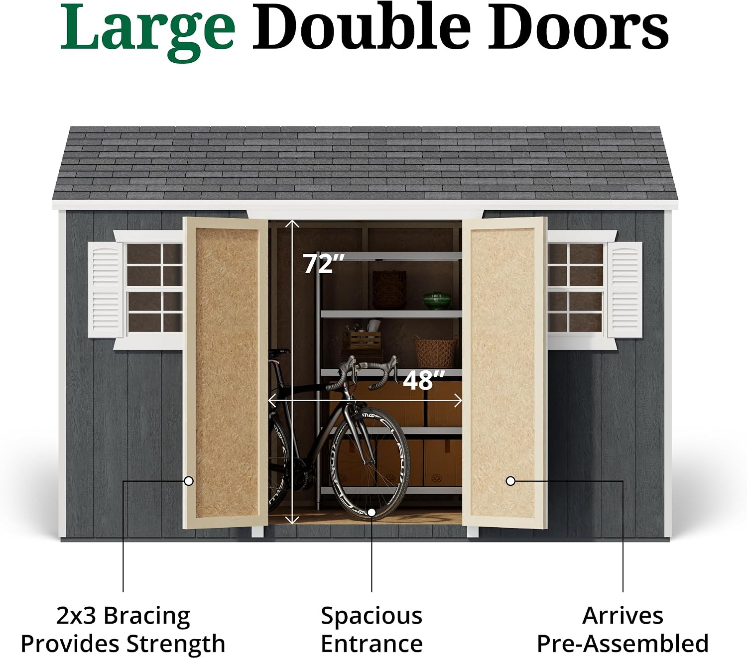 Little Cottage Co. 8x12 Value Workshop Shed with Operable Windows and Floor, Outdoor Wood Storage Do-It-Yourself Precut Kit