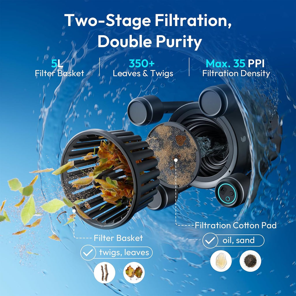 (2026 Upgrade) BUBLUE BuVortex V5 Pool Skimmer Robot,Pool Surface Skimmer Robot with App Control,5L Filter,Dual Cleaning Modes,AI Navigation,Ideal for In-Ground & Above-Ground Pools,Dark Gray