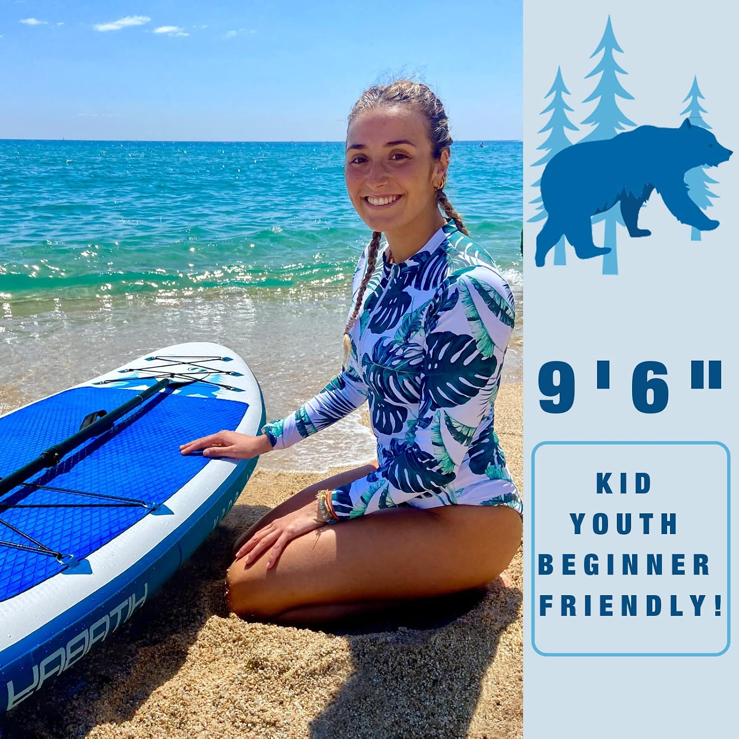 Kids Paddle Board with SUP Accessories, Child Paddle Board Durable, Lightweight, Stable Design, Wide Non-Slip Deck, 7ft 7.6ft 8ft 9.6ft Inflatable Paddle Boards for Kids & Youth