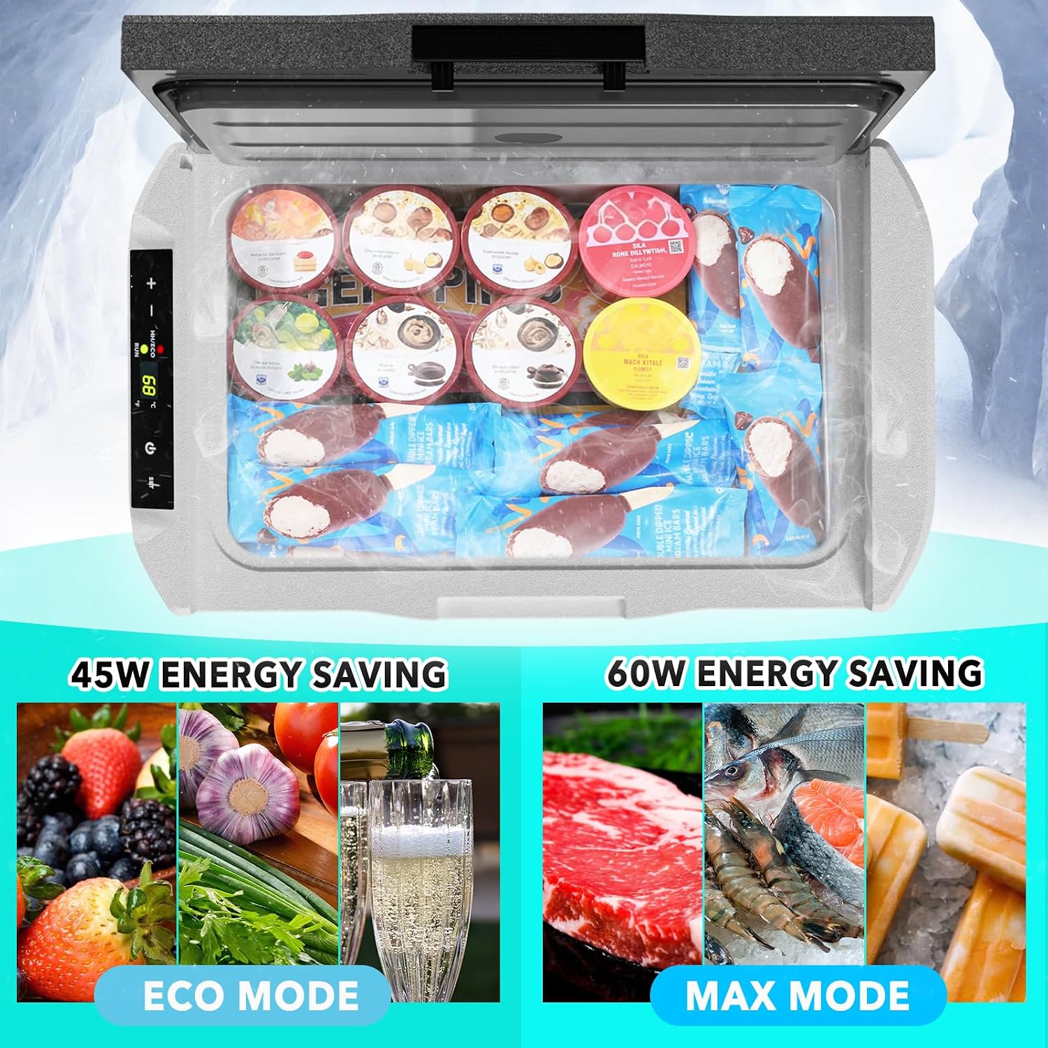 DOGHLY 12 Volt Refrigerator, 22QT Portable Cooler -4℉-68℉, Compressor Car Fridge 12V/24V DC & 110-240V AC, Electric Cooler for Truck, RV, Camper, SUV, Travel, Camping & Road Trips (22QT)