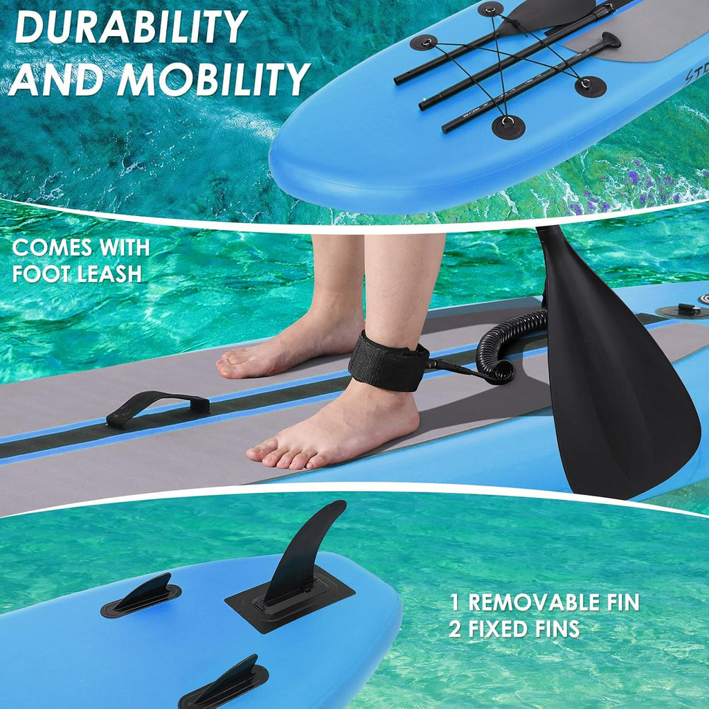 Clevich 12FT Stand Up Paddle Board, Inflatable Paddleboard with SUP Accessories & Carry Bag, Paddle, Hand Pump, Non-Slip Deck, Repair Kit,Leash, 400LBS
