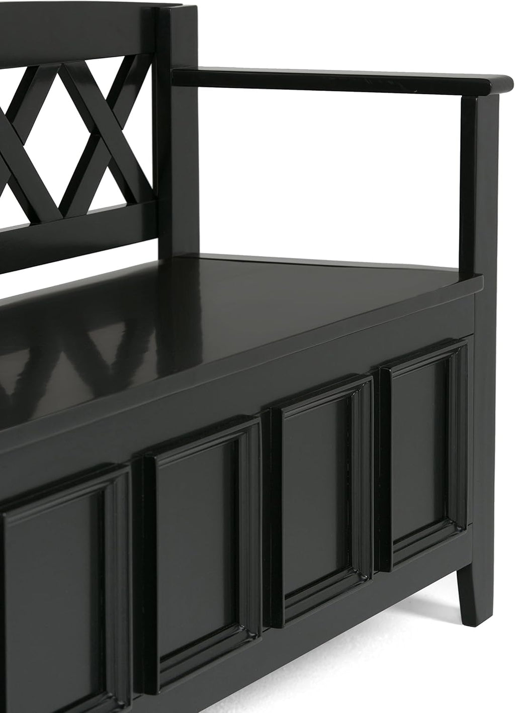 SIMPLIHOME Amherst Entryway Storage Bench - 48 inch Wide Solid Wood Hallway Seat in Black, Transitional Bench for Entryway or Living Room with Lift-Up Lid and Spacious Storage
