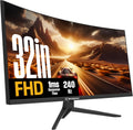 Westinghouse 32 Inch Curved Gaming Monitor, 240Hz, 1ms, FHD 1080P, 1500R, 3000:1 Contrast Ratio, 118% sRGB, AMD FreeSync, Eyecare, for PC Games with Built-in Speakers, DisplayPort, HDMI-Black