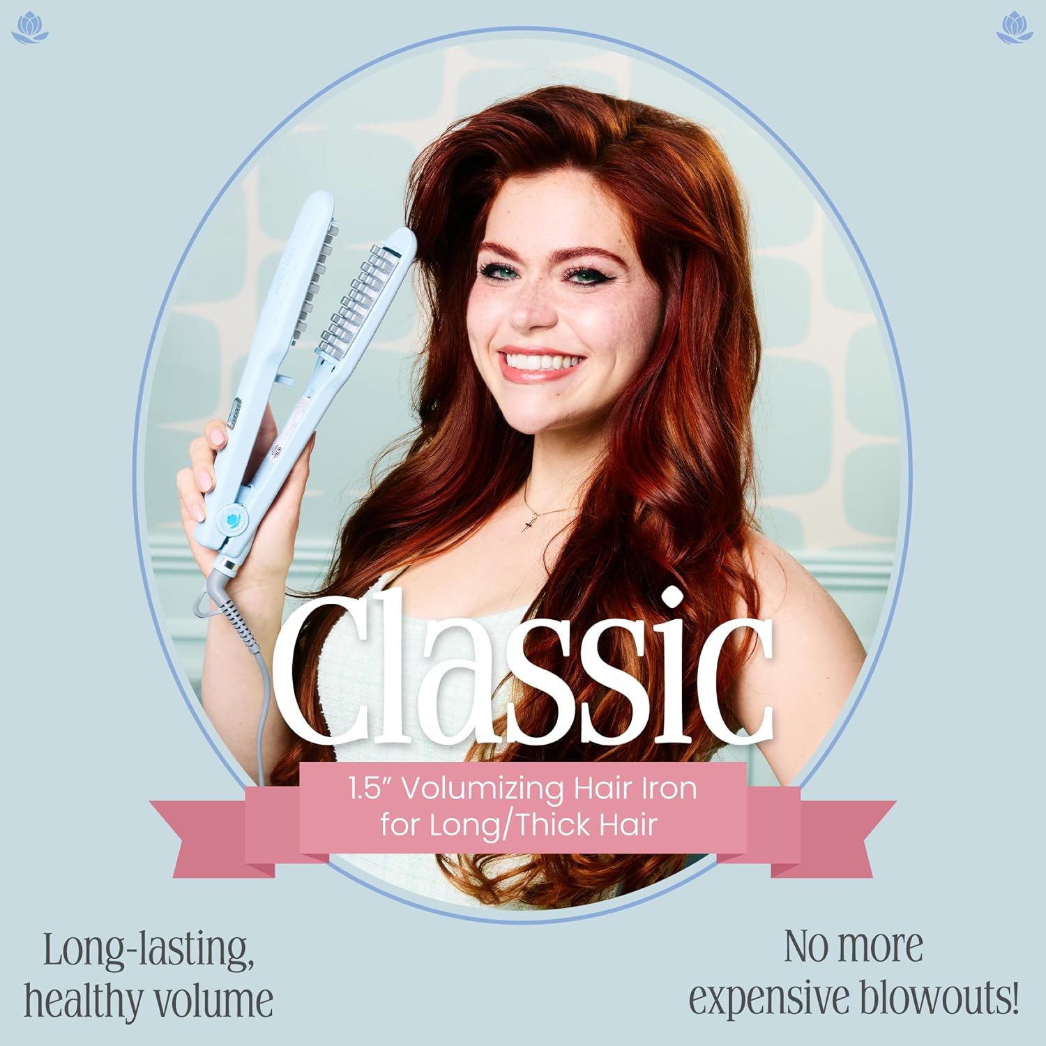 VOLOOM Classic 1-1/2' Inch Professional Volumizing Ceramic Flat Iron - Hair Volumizer & Styling Tool with Adjustable Temp & Auto Shut-Off for Lasting Volume for Thicker Hair - Heat Resistant Case