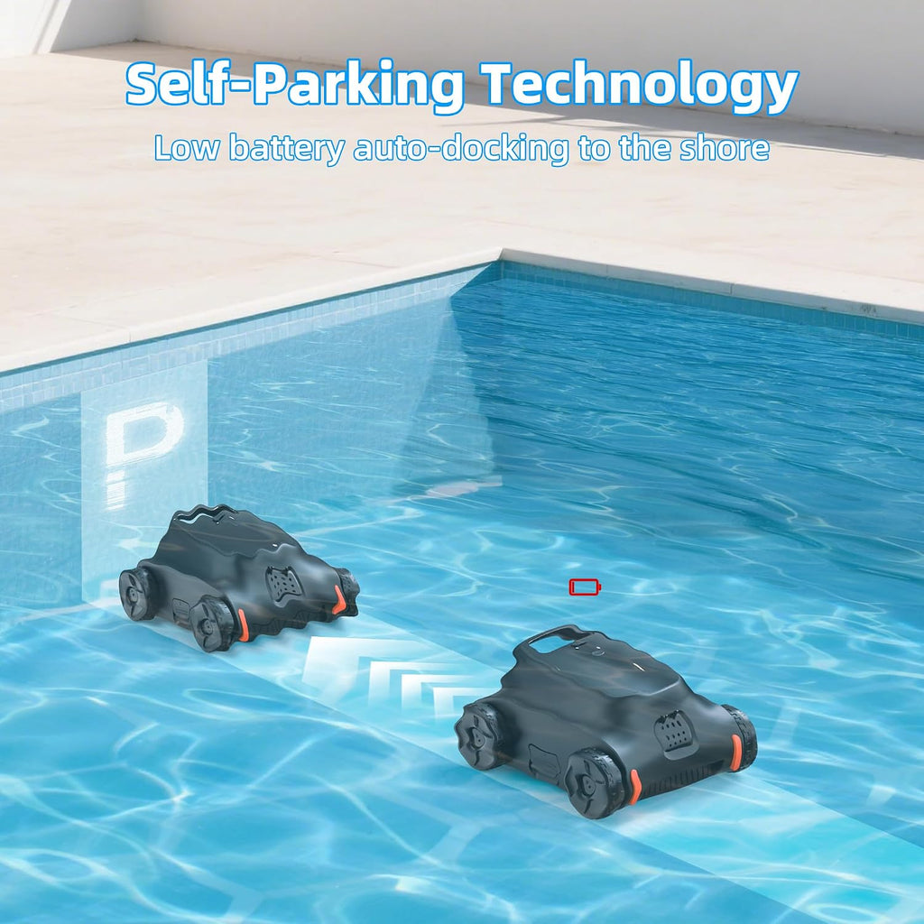 Pool Vacuum for Above Ground Pool, 180 Mins Runtime Cordless Robotic Pool Cleaner, Pool Vacuum Flat Pools up to 2000 Sq.Ft, Self-Parking, Dual Brushless Motors for Above-Ground Pools