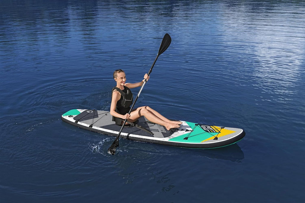 Hydro-Force Inflatable Stand Up Paddle Board | Complete Set with Kayak Conversion Kit with Hand Pump, Backpack, Leash, Fin, Paddle, 10FT, Aqua Wander