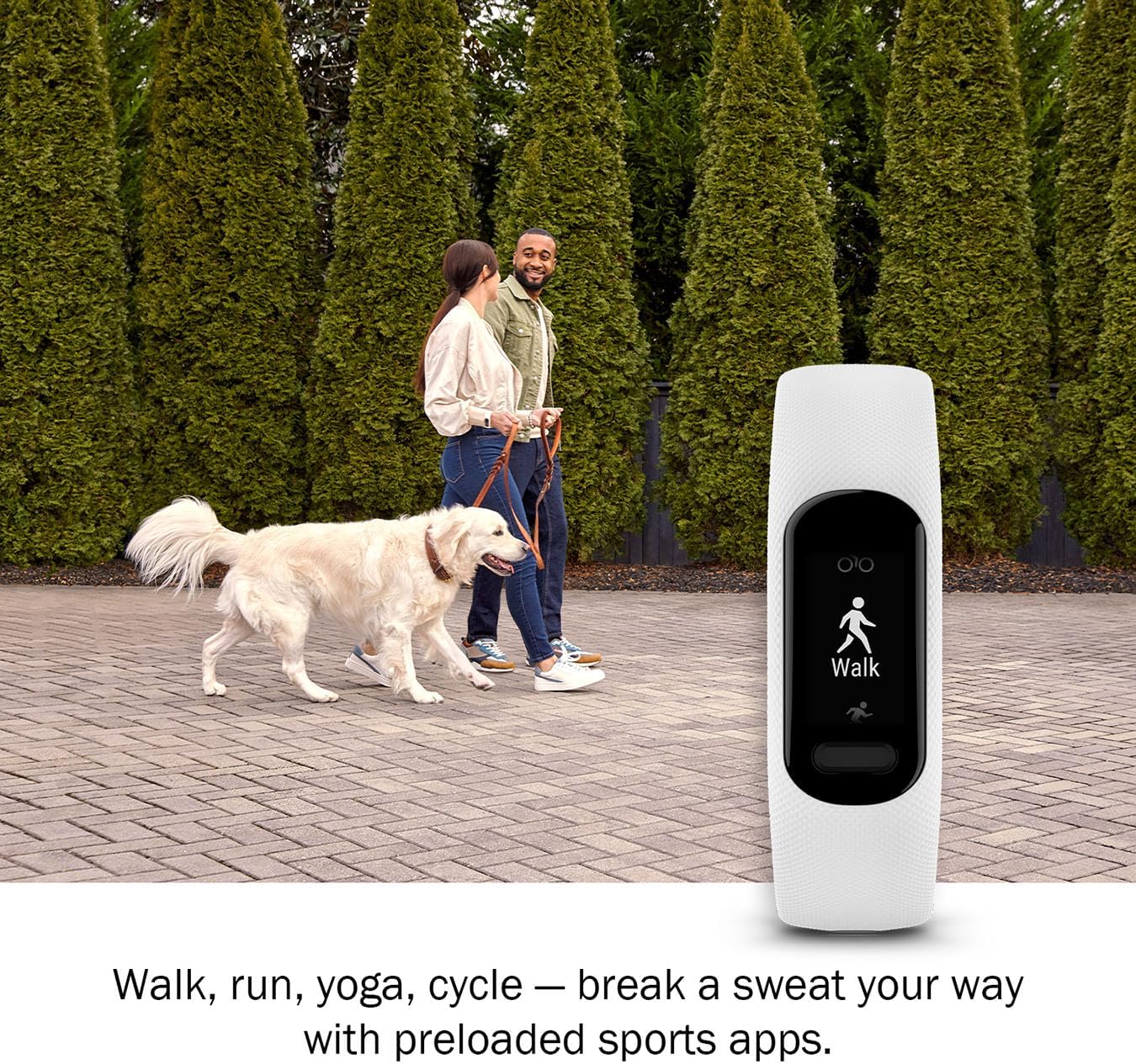 Garmin vivosmart 5 Fitness Tracker, Long-Lasting Battery, Wrist Heart Rate, Sleep Tracking, Smart Notifications, Compatible with Phone GPS, White, Signature Series Charger Bundle