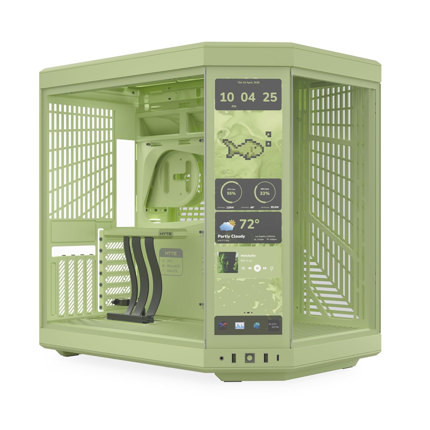 Hyte Y70 Touch Infinite Display Upgrade Screen Kit for PC Case - 14.9' IPS Display - 2.5K Resolution - 60Hz - 10-Point Touch - Matcha Milk (Green)