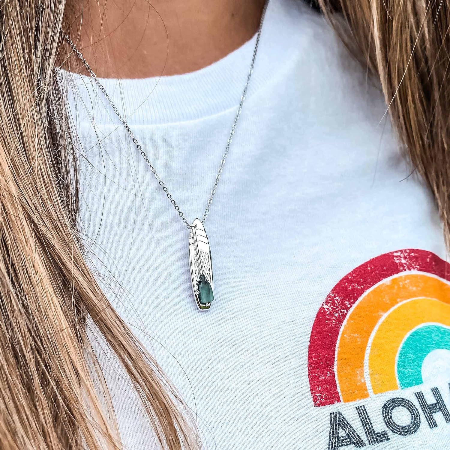 MAY Birthstone Paddle board Necklace in EMERALD | Paddleboard Jewelry Gift