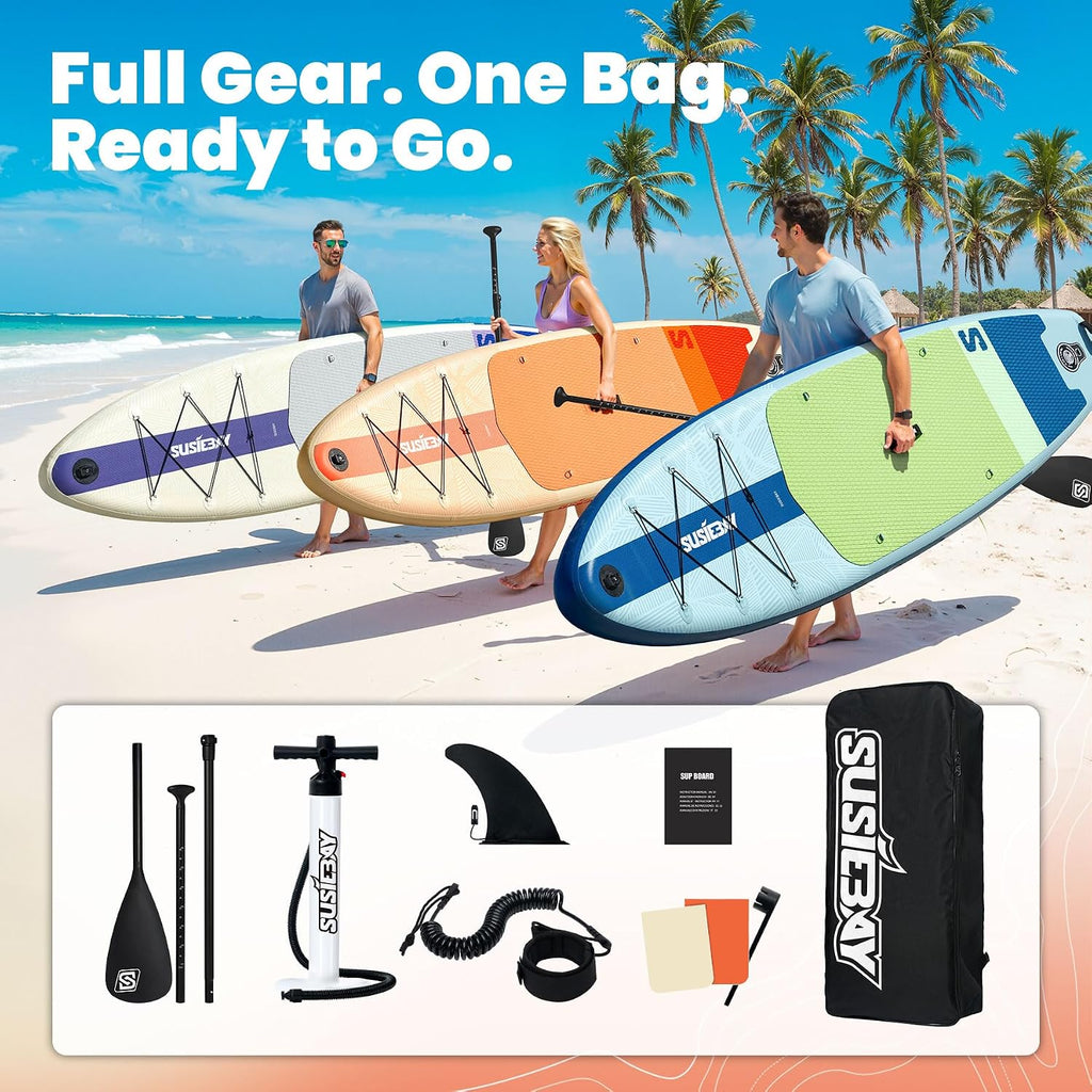 Inflatable Stand Up Paddle Board with SUP Accessories,Inflatable Paddle Boards for Adults & Youth, Anti-Slip EVA Deck,Wide Stance,Dual Action Pump,108L Backpack