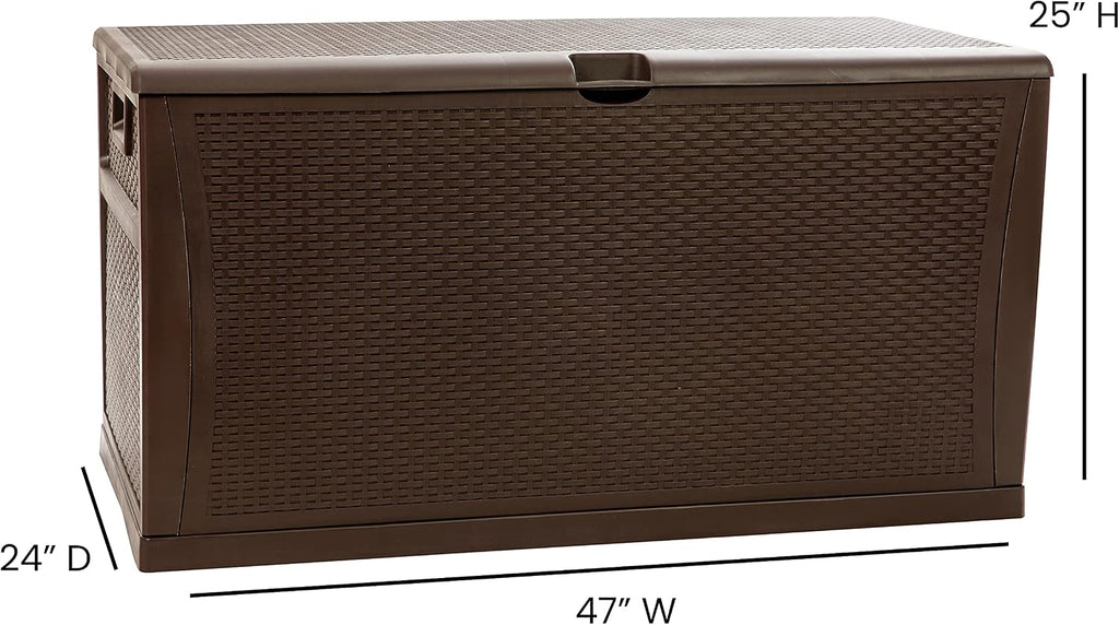 Flash Furniture 120 Gallon Plastic Deck Box - All-Weather Patio Storage and Organization for Throw Pillows, Pool Toys or Garden Tools