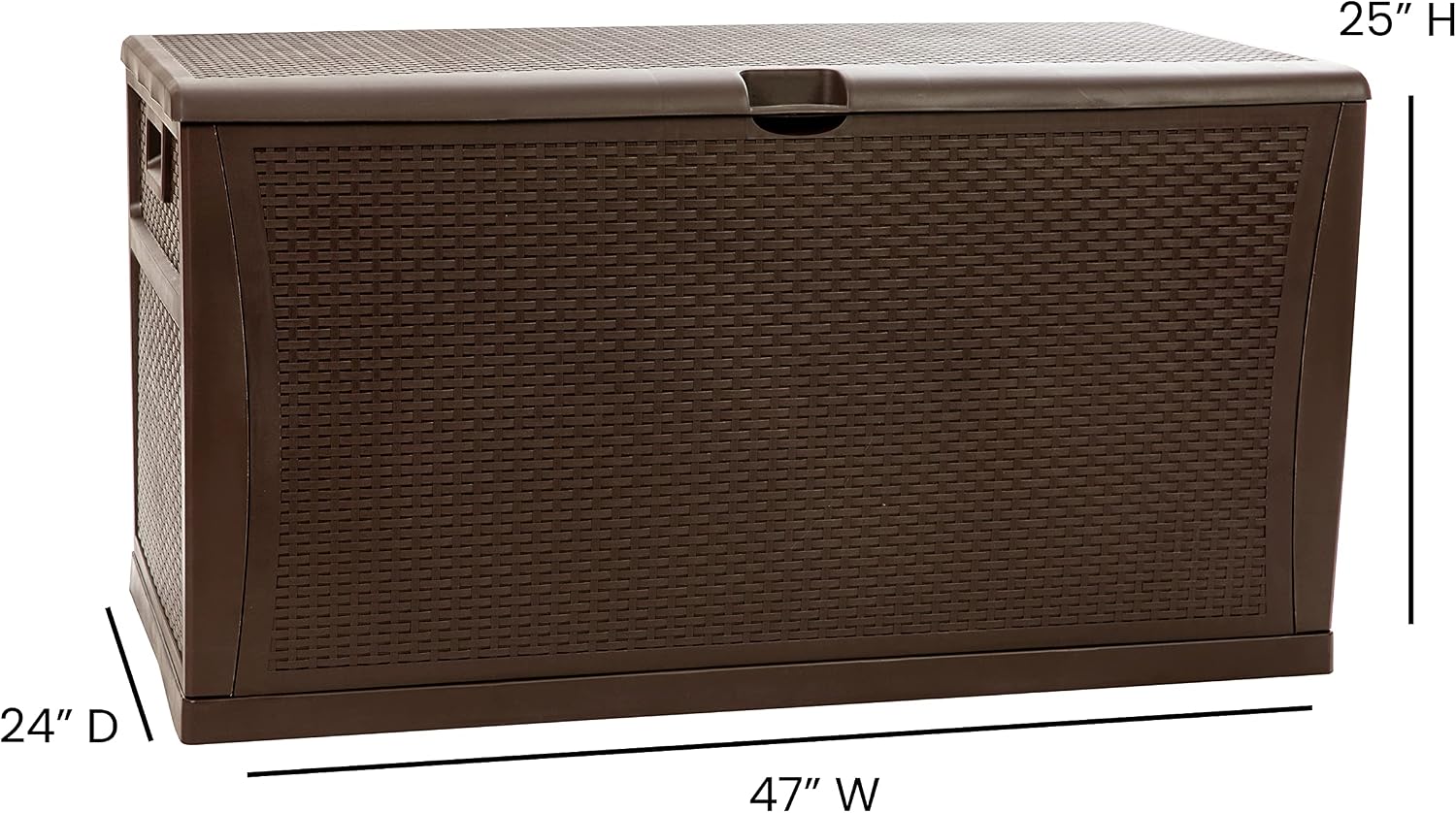 Flash Furniture 120 Gallon Plastic Deck Box - All-Weather Patio Storage and Organization for Throw Pillows, Pool Toys or Garden Tools