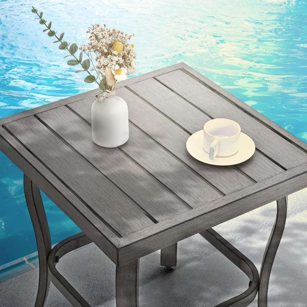 HAPPATIO 7 Piece Aluminum Patio Furniture Set, 3-Seat Outdoor Ottoman and Swivel Armchair, Outdoor Sectional Sofa with Side Table and Coffee Table, Garden Conversation Set for Lawn(Gray)