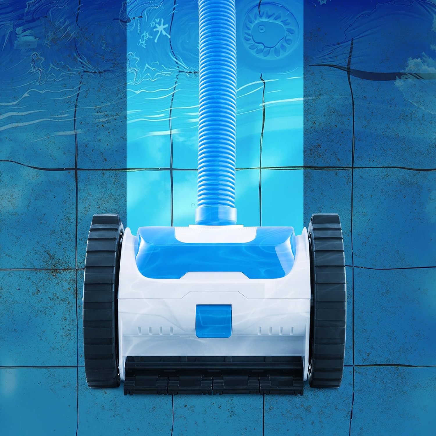 VEVOR Suction Pool Cleaner, Automatic Pool Vacuum Cleaner, Suction Side Automatic Pool Cleaner, Suction Vacuum Pool Sweeper with 2 Wheels, for In-ground Pool and Above-Ground Pool Up to 20 x 40 ft