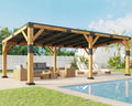 Jocisland 12' x 24' Cedar Wood Gazebo with Sloped Galvanized Steel Roof, Hardtop Gazebo Pavilion with Durable, Rot-Resistant Construction, Permanent Outdoor Pergola for Backyard, Garden & Deck