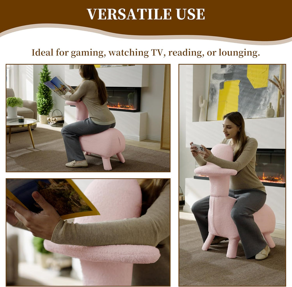 Animal Shape Gaming Chair, Soft Lamb Wool, Cute Duckbill-Shaped Chair for kids, Deep Cushion, Small Sofa for Small Space, Ideal for Bedroom/Living Room/Office, Stylish Furniture, Easy Assembly, Pink