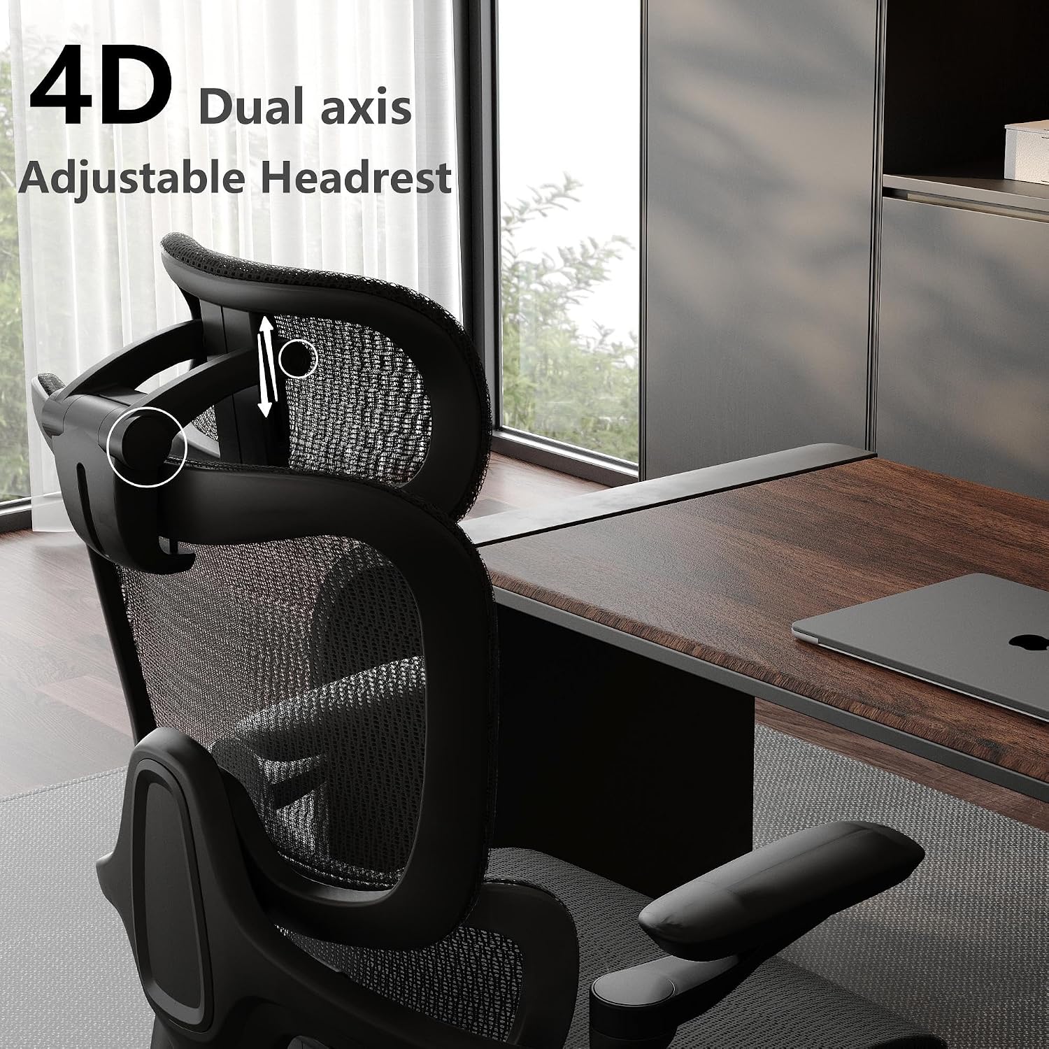Ergonomic Office Chair, Big and Tall Home Desk Chair with Adjustable 3D Lumbar Support, 5D Armrest, 4D armrests, Mesh Computer Chair,90-130°Tilt, Model Zen (All Black)