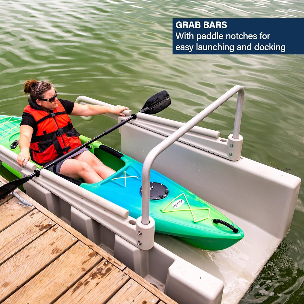 Personal Kayak Launch Station to Safely Launch Kayaks, Canoes, and Stand Up Paddle Boards, for High-Profile Floating Docks, 85-Inch x 48-Inch x 50-Inch, Gray