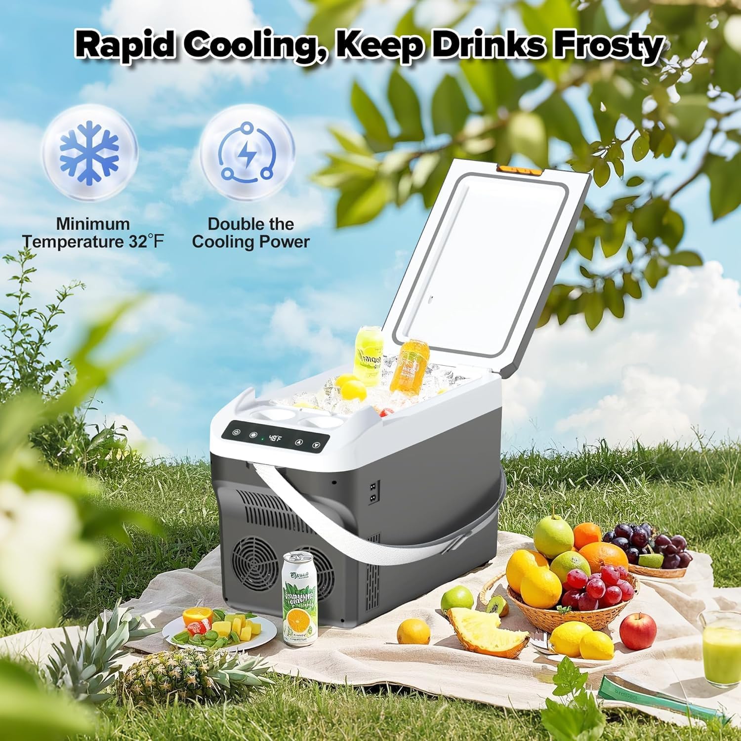 advwin 12 Volt Car Refrigerator Electric Cooler/Warmer, Plug In Car Cooler with 110V AC Home Power Cord & 12V Car Adapter, Portable Refrigerator for Camping, Travel, RV (22L, Dark Grey)