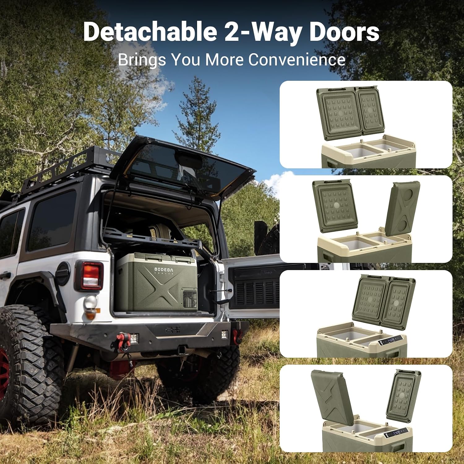 BODEGACOOLER 12 Volt Car Refrigerator, 34Quart (32L) Car Fridge Dual Zone, 12V Portable Freezer APP Control, RV Car Cooler -4℉-68℉ 12/24V DC 100-240V AC for Outdoor Camping Travel Vehicles Home Use