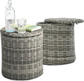 Elle Decor Vallauris Patio Outdoor Furniture Collection, Premium All Weather Wicker, Storage Side Table, Gray