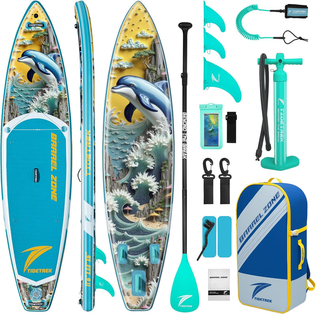 11'/11'6' x 33'/34' x 6' Inflatable SUP Paddle Board – Extra-Wide, Stable Stand Up Paddle Board with Premium Full Accessory Set for Adults & Youth