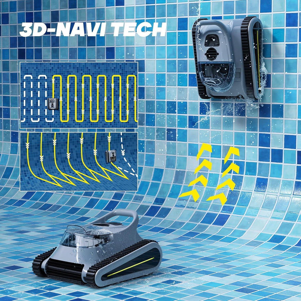 Cordless Robotic Pool Cleaner, Pool Vacuum 180W Brushless Motor, 45000Pa Suction, Wall & Waterline Climbing, Auto Path Mapping, for Inground & Above-Ground Pools up to 2150 Sq. Ft. (Gray)