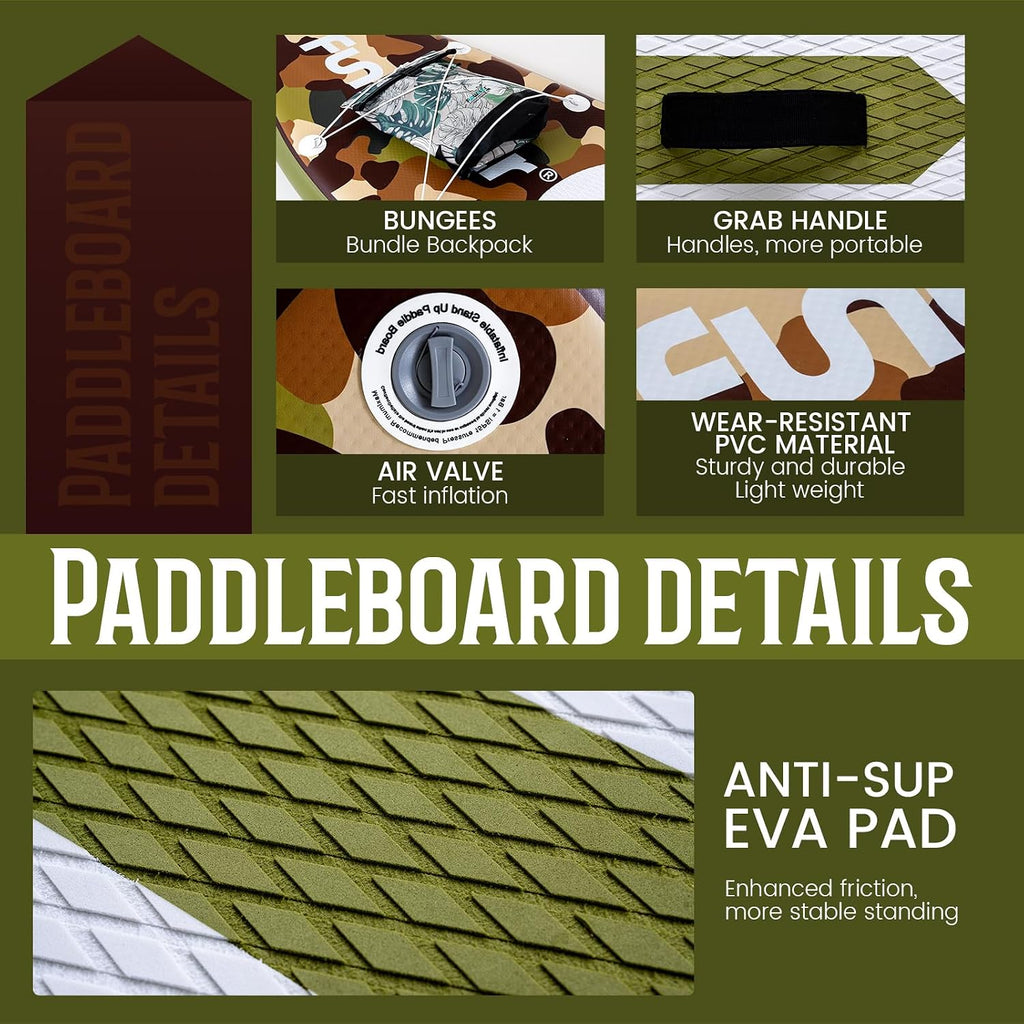 FunWater Inflatable Stand Up Paddle Board with Premium SUP Paddleboard Accessories, Anti-Slip EVA Deck, 11'6''/11'/10'6'' Paddle Boards for Adults & Youth of All Skill Levels