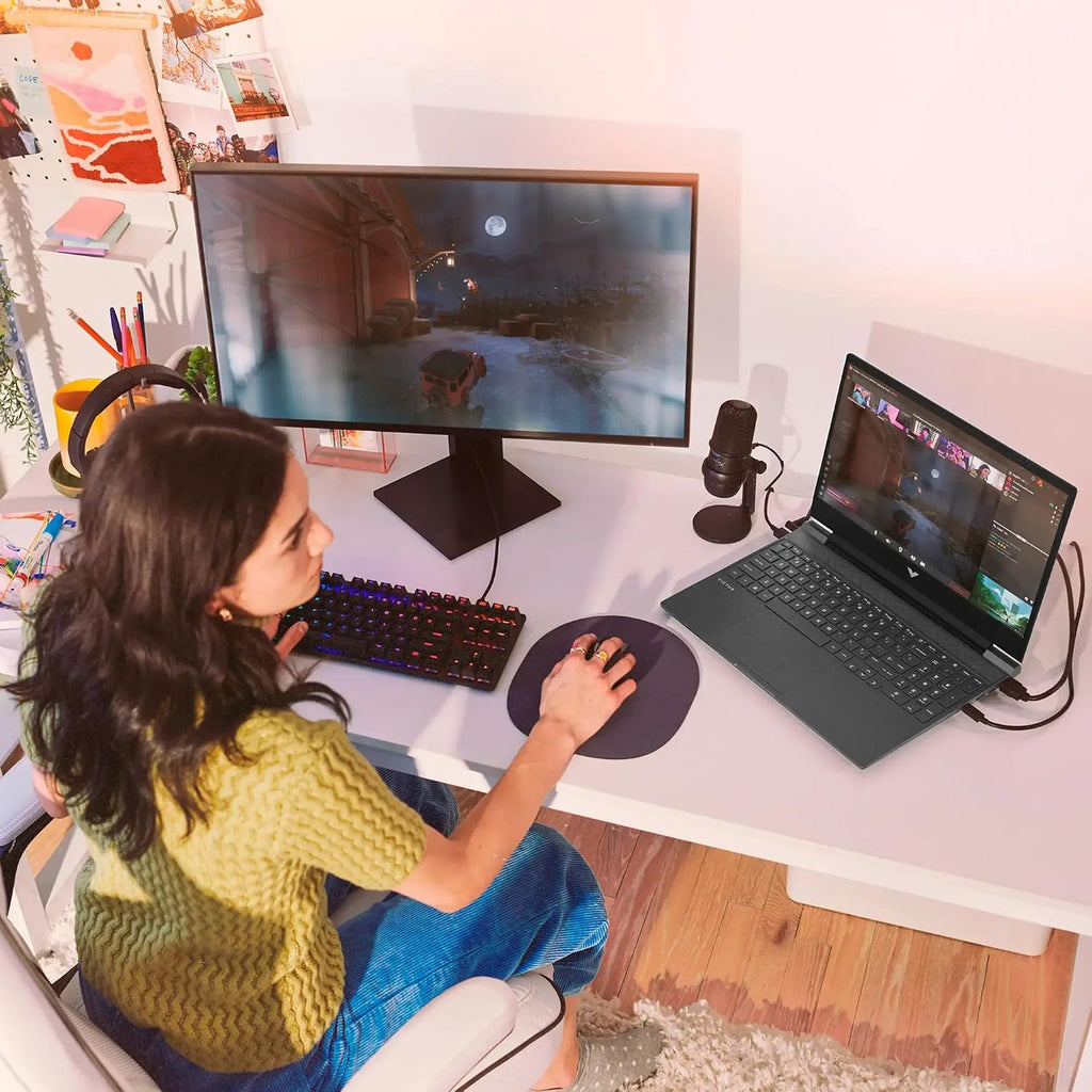 HP Victus 15 Gaming Laptop,15.6' FHD 144Hz Display, AMD Ryzen 5 7535HS, 16GB DDR5 RAM, 1TB NVMe SSD, AMD Radeon RX 6550M(> RTX 3050), Backlit KB, Wi-Fi 6, HDMI, Windows 11 Pro, w/BWE Accessories