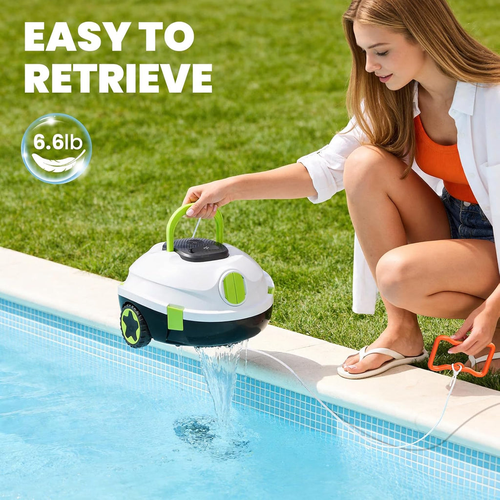 Y20 Robotic Pool Cleaner, Cordless Pool Vacuum for Above Ground & Inground Flat Pools with Dual Motors, 120 Min Runtime, Auto-Parking, Powerful Pool Vacuum Robot for Up to 1100 Sq.Ft