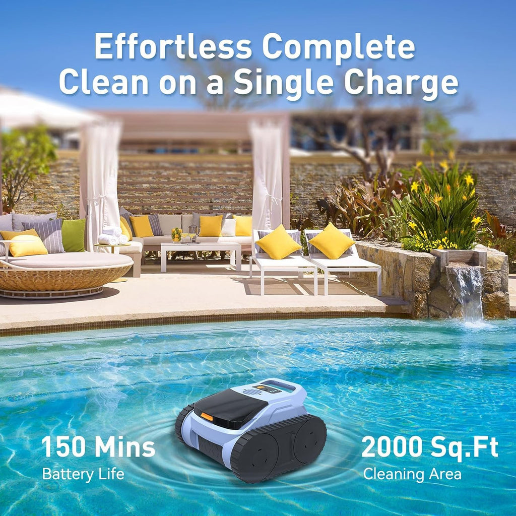 Pool Vacuum for Inground Pool & Above Ground Pool, Cordless Pool Cleaner with Smart Navigation, Self-Parking, LED Indicator, Wall&Waterline Cleaning Pool Robot up to 2150 Sq.ft