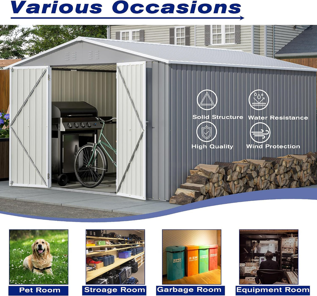 C Garden Sheds, 8 x 12 ft, Gray