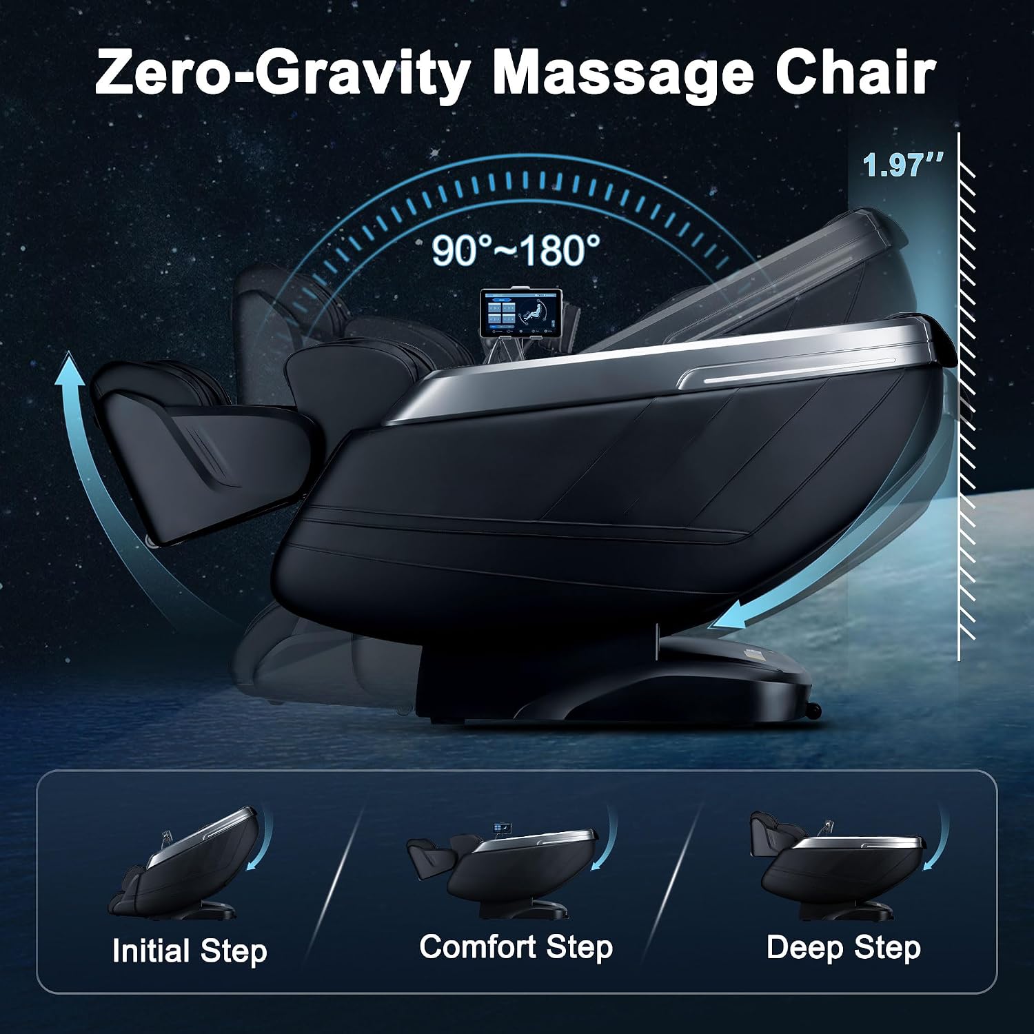iBooMas P03 4D Massage Chair Full Body, Touchscreen & AI Voice, Zero Gravity SL-Track Recliner with APP OTA Auto-Evolving Modes, Fascia-Level Deep Tissue Shiatsu, No Assembly, Plug & Play (Black)