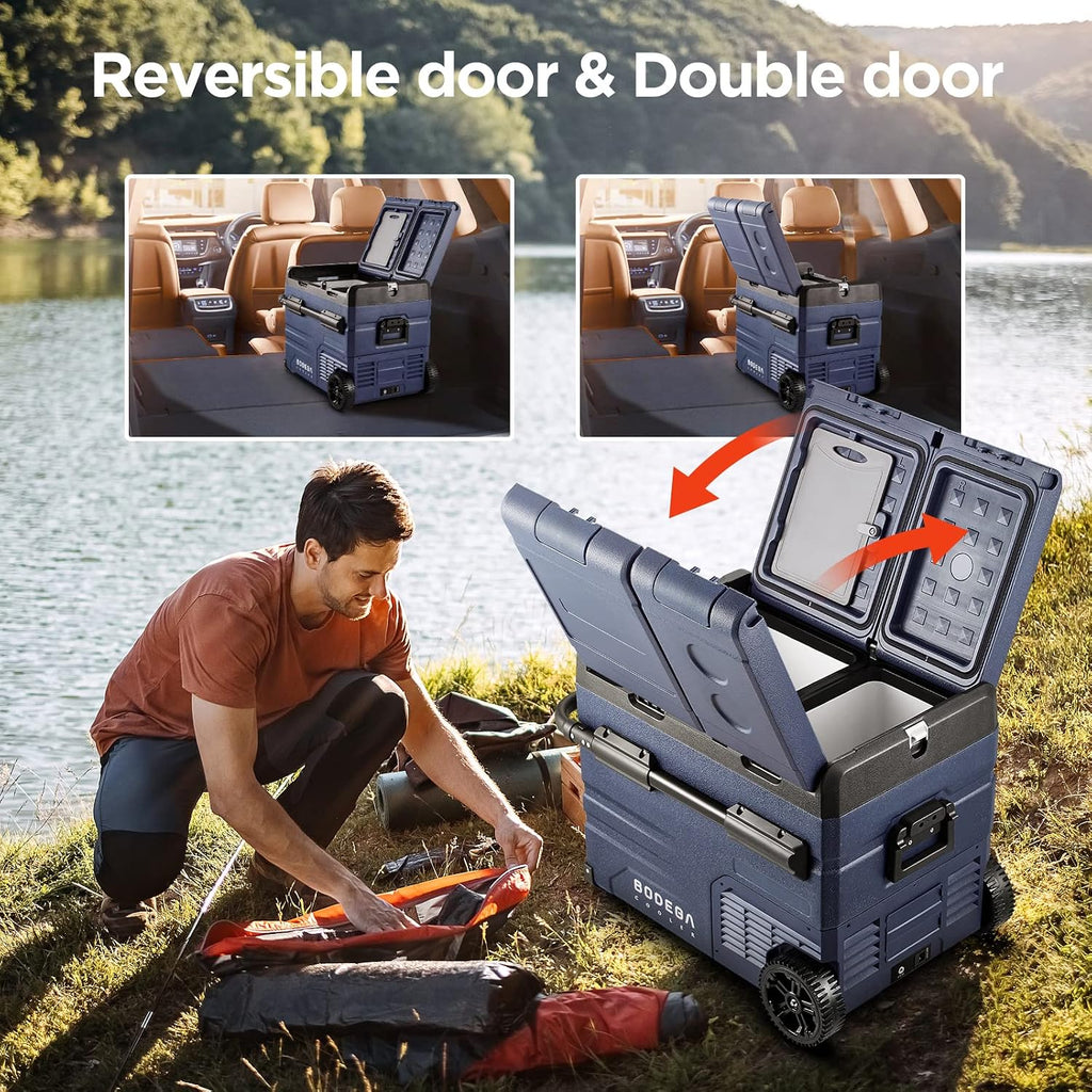 BODEGA BODEGACOOLER 12V Portable Refrigerator,48 Quart(45L) Car Fridge,RV Car Refrigerator,Portable Fridge Freezer, -4℉-68 Cooler APP Control 12/24V DC and 100-240V AC for Car,Travel(2 Doors)