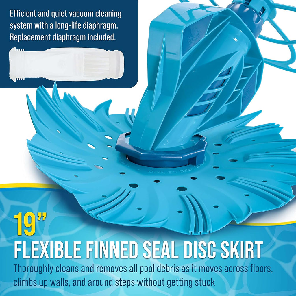 U.S. Pool Supply Octopus Suction Pool Cleaner, Inground Automatic Pool Vacuum Cleaner with Hose - Swimming Sweeper Vac Cleaning Suction-Side Cleaners - Auto Creepy Sweeps Removes Debris, Leaves Cleans