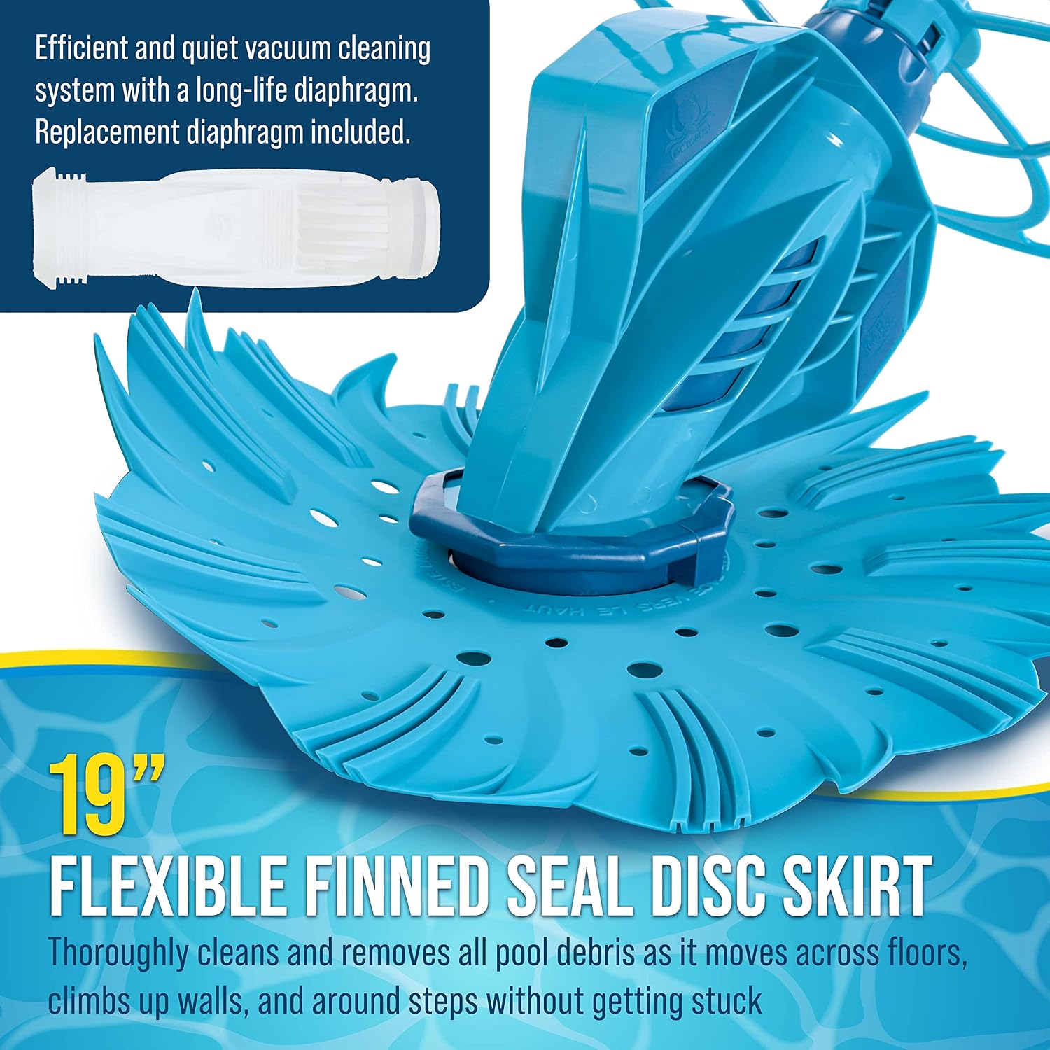 U.S. Pool Supply Octopus Suction Pool Cleaner, Inground Automatic Pool Vacuum Cleaner with Hose - Swimming Sweeper Vac Cleaning Suction-Side Cleaners - Auto Creepy Sweeps Removes Debris, Leaves Cleans
