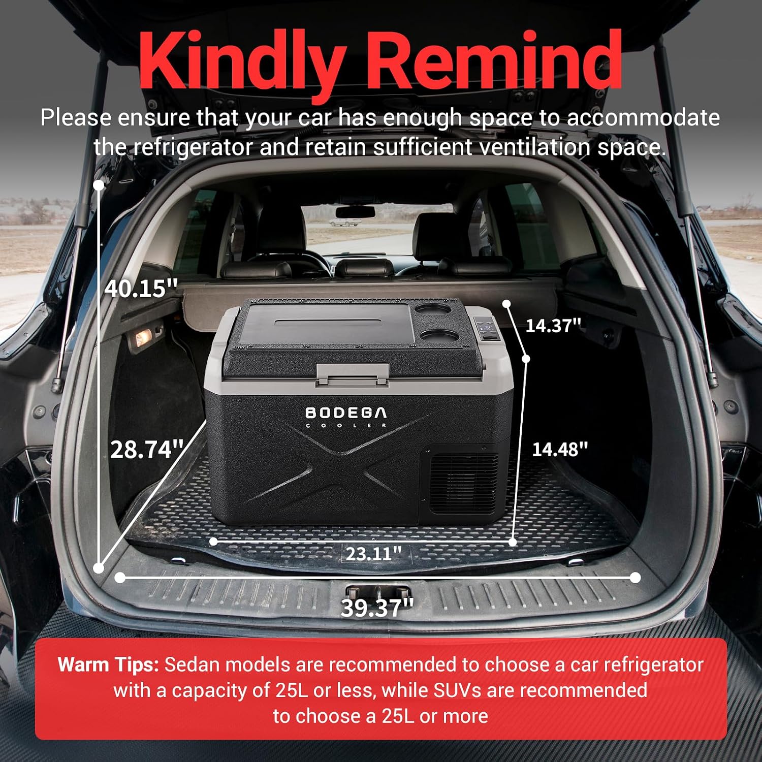 BODEGACOOLER 12 Volt Car Refrigerator, Electric Cooler Portable Freezer APP Control, 32Quart(30L) RV Car Fridge-4℉-68℉, 12/24V DC100-240 Volt AC for Outdoor Camping Travel Vehicles Home Use, Black