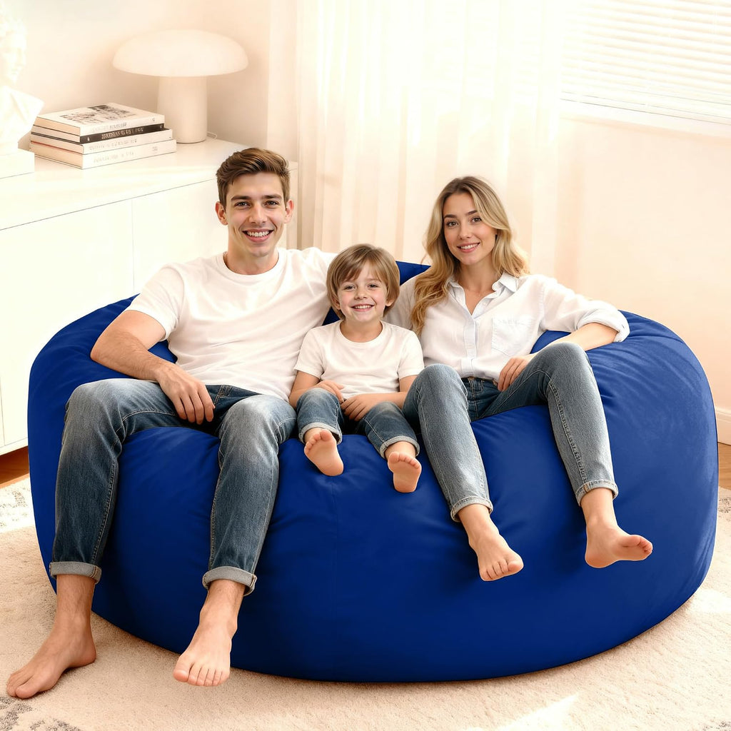HABUTWAY Bean Bag Chair: Giant 6' Memory Foam Furniture Bean Bag Chair with Microfiber Cover - 6Ft,Blue