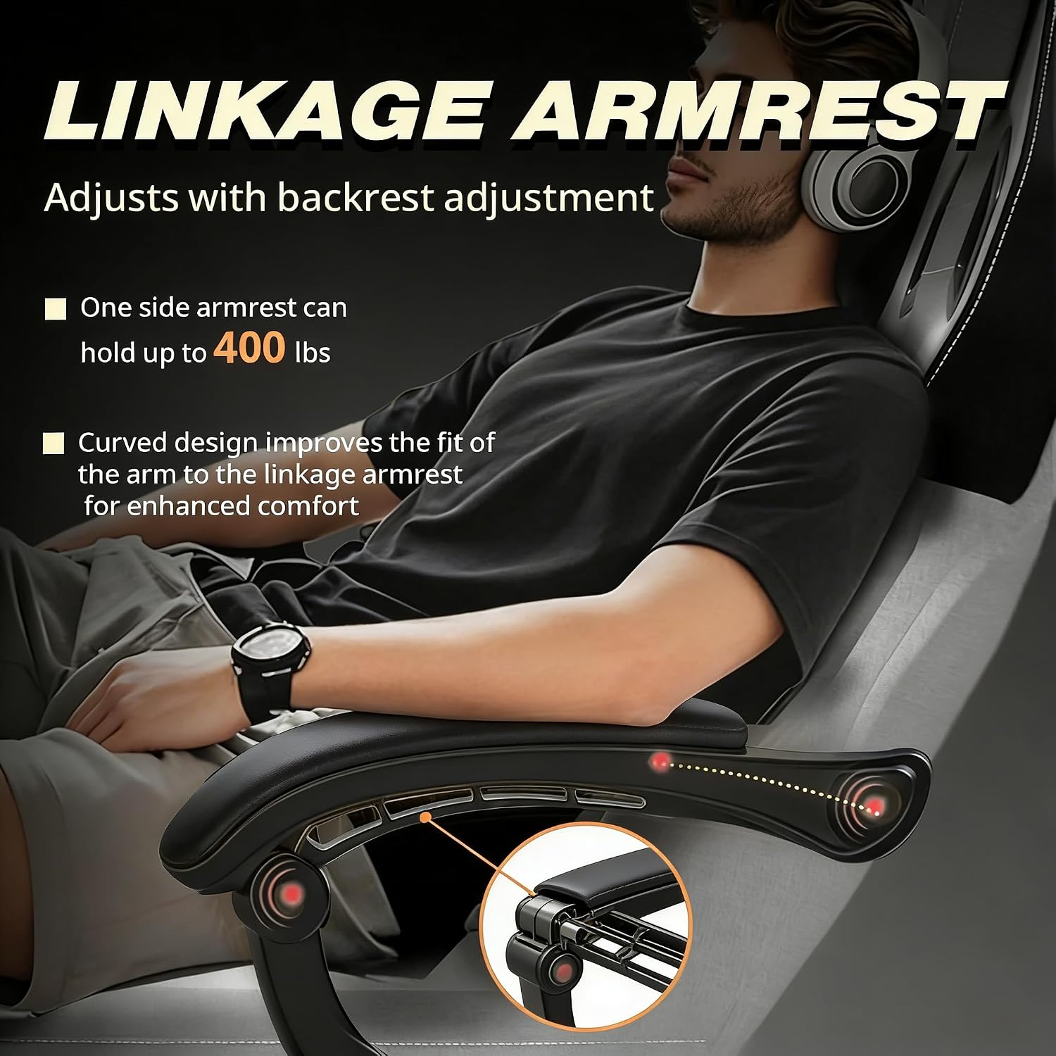Dowinx Fabric Gaming Chair with Footrest, 350lb Big and Tall Gamer Chair, Wide Seat Ergonomic Computer Chair with Lumbar Massage Support, Wide Back Office Chair for Heavy People, Grey